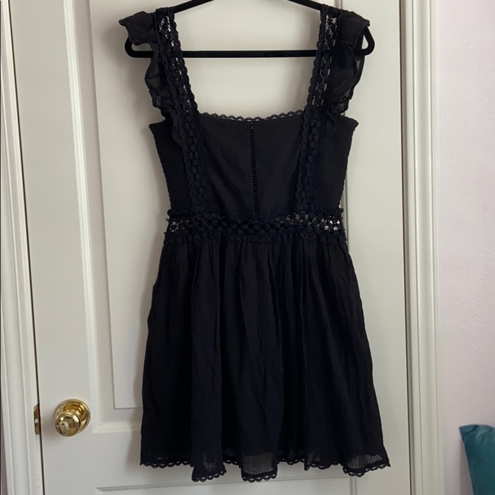 Black Lace Crochet Baby Doll Dress